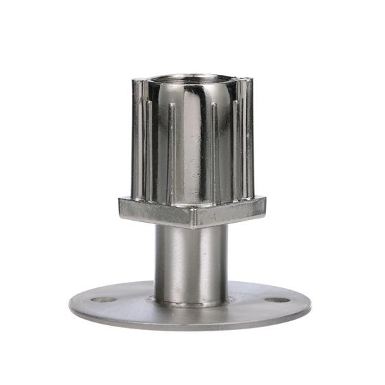 Picture of 1-1/2" Square Stainless Steel Clad Zinc Die Cast Adjustable Flanged Foot Insert With Mounting Holes