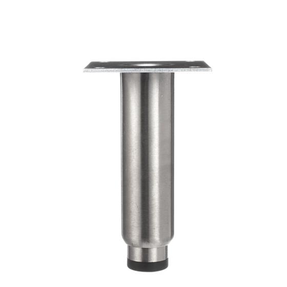 Picture of 1-5/8" OD x 6" H Stainless Steel Heavy Duty Equipment Leg With 3-1/2" Square Removable Mounting Plate And Adjustable Black Nylon Toe