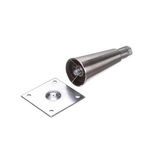 Picture of 6" H Nickel Plated Die Cast Equipment Leg With 3-1/2" Square Removable Mounting Plate And Adjustable Stainless Steel Hex Toe