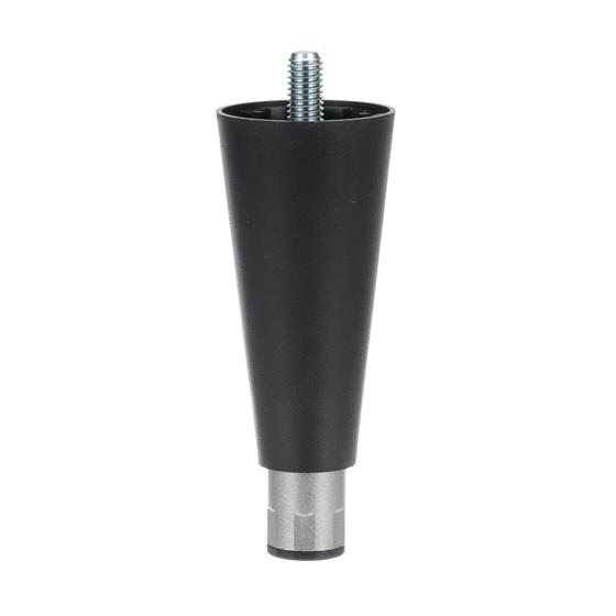 Picture of 6" H Black Thermoplastic Equipment Leg With 1/2-13x 3/4" L Protruding Stud And Adjustable Nickel Plated Die Cast Hex Toe