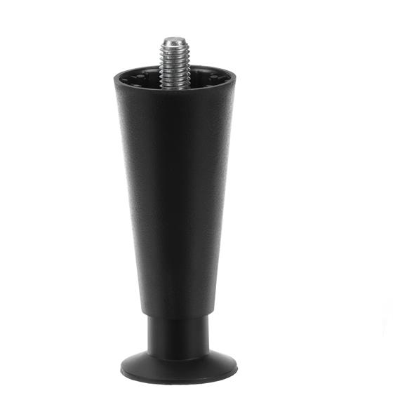 Picture of 6" H Black Thermoplastic Equipment Leg With 5/8-11 x 3/4" L Protruding Stud And Adjustable Nickel Plated Steel Flanged Toe, 4 Pack