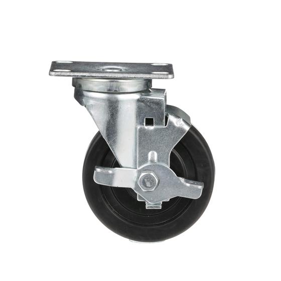 Picture of Medium Duty 2-3/8" x 3-5/8"  Plate Caster With 5" Black Rubber Wheel With Brake