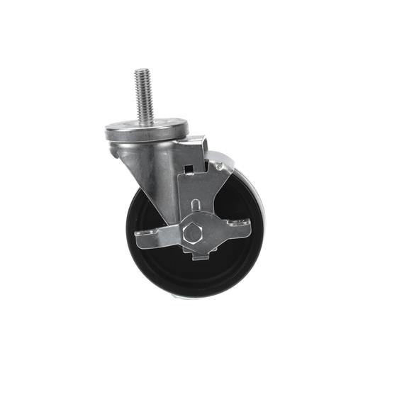 Picture of Medium Duty 1/2-13 x 1-1/2" Threaded Stem Caster With 3" Black Polyolefin Wheel With Brake