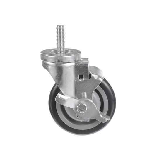 Picture of Medium Duty 1/2-13 x 1-1/2" Threaded Stem Caster With 3" Blue Polyurethane Wheel With Brake
