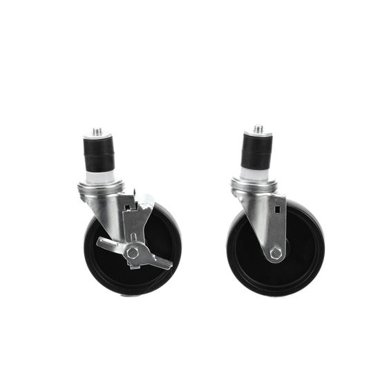 Picture of Caster Kit, Medium Duty 1-5/8" Expanding Stem Caster With 5" Black Polyolefin Wheel, 2 Brake And 2 Non-Brake In Retail Box