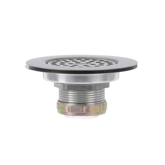 Picture of Encore® Drain Strainer, Flat, 3-1/2 to 4" Sink Opening, Stainless Steel, Includes: Locknut, Washer & Coupling Nut, 1-1/2" NPT