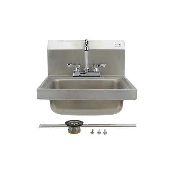 Picture of Encore Wall Mount Type 304 Series Stainless Steel Hand Sink 4" OC Mounting Holes 14" x 10" x 5" Deep Less Side Splash with TLL11-4100-SE1Z