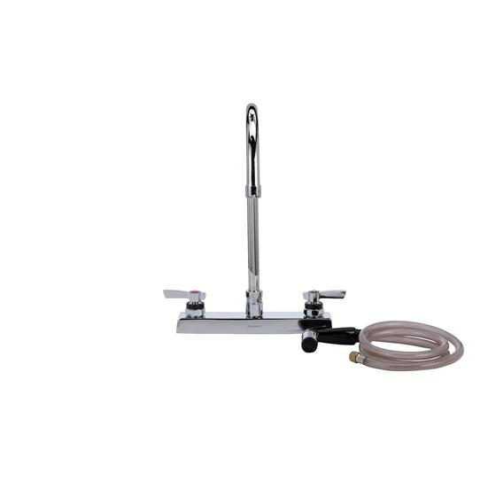 Picture of Encore 8" OC Deck Mount Faucet with 8" Swivel Gooseneck Spout 48" Nylon Hose and Spray