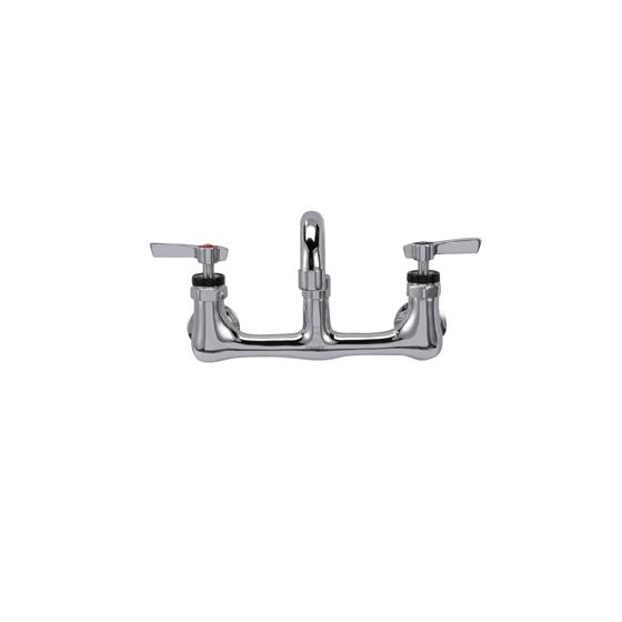 Picture of Encore® 8" OC. Brass Chrome Plated Wall Mount Faucet Ceramic Valves with 8" Swivel Spout 4" Wrist Blade Handles