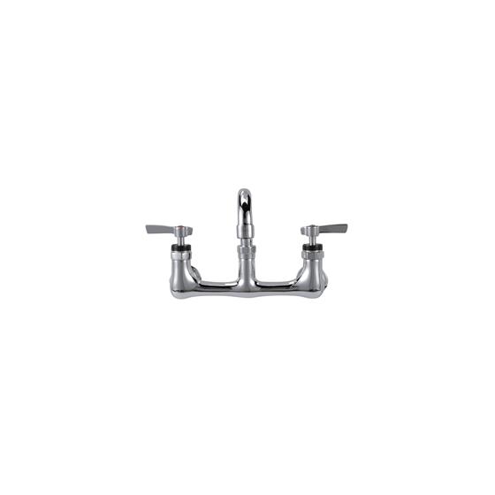 Picture of Encore® 8" OC. Brass Chrome Plated Wall Mount Faucet Ceramic Valves with 12" Swivel Spout, Retail Packaging