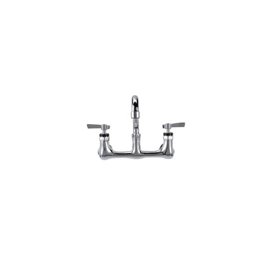 Picture of Encore® 8" OC. Brass Chrome Plated Wall Mount Faucet Ceramic Valves with 14" Swivel Spout