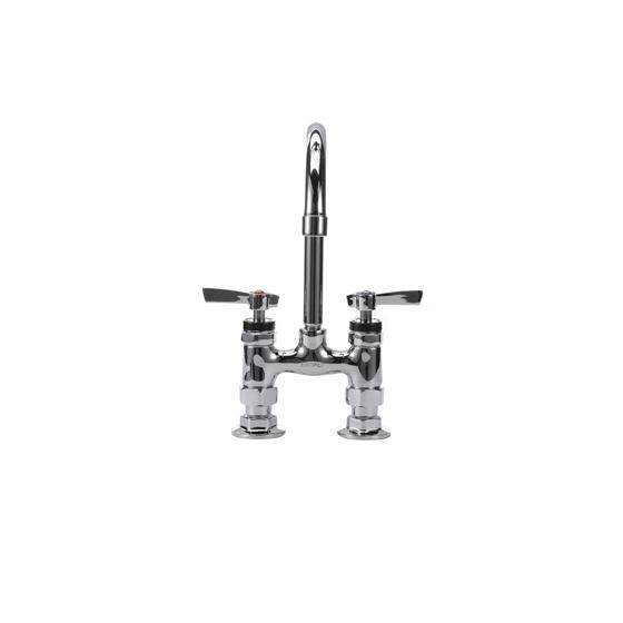 Picture of Encore® 4" OC Brass Chrome Plated Elevated Deck Mount Faucet with 6-1/2" Rigid Gooseneck Spout