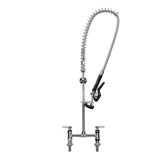 Picture of Encore®  8" OC Brass Chrome Plated Deck Mount Pre-Rinse 96" Hose with Wall Bracket