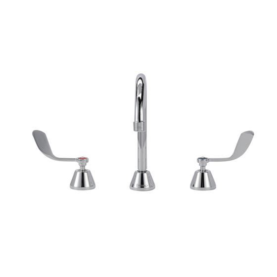 Picture of Encore® Adjustable Widespread Deck Mount Faucet Ceramic Valves with Rigid 6" Gooseneck Spout and 4" Wrist Blade Handles