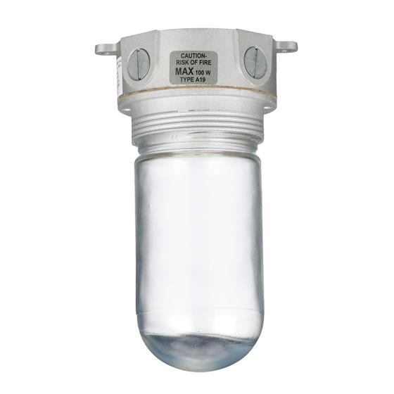 Picture of 100W 120VAC Brushed Aluminum Surface Mount Incandescent Refrigeration Light With Coated Glass Globe