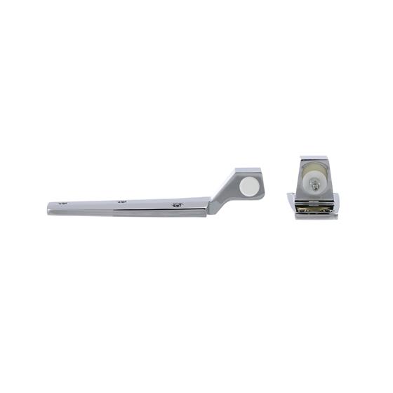 Picture of Flush Offset Polished Chrome Cam-Rise Walk-In Door Hinge With Spring Assist