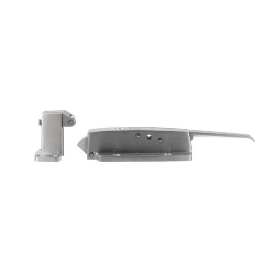 Picture of 3/4" To 1-5/8" Offset Satin Stainless Steel Heavy Duty Walk-In Cooler Door Safety Latch With Cylinder Lock