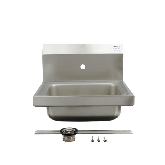 Picture of Encore® Wall Mount Type 304 Series Stainless Steel Hand Sink Single Mounting Hole 14" x 10" x 5" Deep Less Side Splash