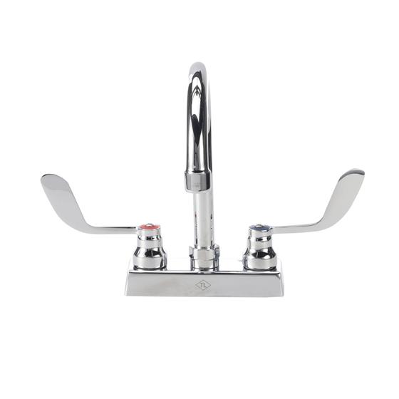 Picture of TOP-LINE® 4" OC Deck Mount Faucet Ceramic Valves 4" Wrist Blade Handles with 6" Swivel Gooseneck Spout
