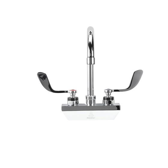 Picture of Encore 4" OC Wall Mount Faucet Ceramic Valves with 6" Rigid Gooseneck Spout and 4" Wrist Blade Handles