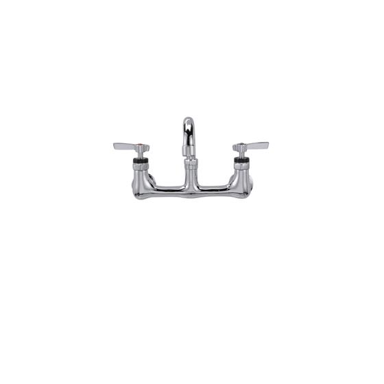 Picture of Encore® 8" OC. Brass Chrome Plated Wall Mount Faucet Ceramic Valves with 12" Swivel Spout with Mounting Kit