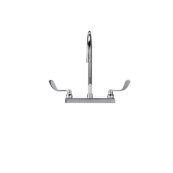 Picture of TOP-LINE® 8" OC Deck Mount Faucet Ceramic Valves 4" Wrist Blade Handles with 8-1/2" Swivel Gooseneck Spout