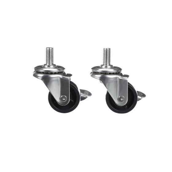Picture of Caster Kit, Medium Duty 1/2-13 x 1" Threaded Stem Caster With 2" Blue Polyolefin Wheel, 4 Brake In Retail Box