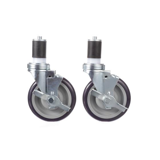 Picture of Caster Kit, Medium Duty 1-5/8" Expanding Stem Caster With 5" Blue Polyurethane Wheel, 4 Brake In Retail Box