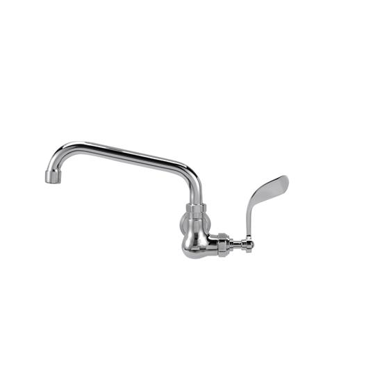 Picture of Encore® Brass Chrome Plated Single Wall Mount Wok Range Faucet with 8" Swivel Spout and 4" Wrist Blade Handles