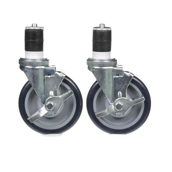 Picture of Caster Kit, Medium Duty 1-5/8" Expanding Stem Caster With 5" Blue Polyurethane Wheel, 6 Brake In Retail Box