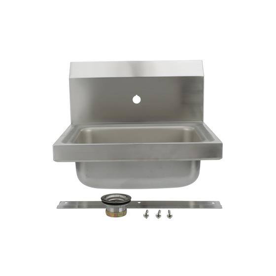 Picture of Encore Wall Mount Type 304 Series Stainless Steel Hand Sink Single Mounting Hole 14" x 10" x 5" Deep Less Side Splash with Electronic Faucet