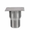 Picture of 1-5/8" x 3-9/16" H Stainless Steel Leg Socket With FlangedTop, Flared Body And 3-1/2" x 3-1/2" Welded Mounting Plate