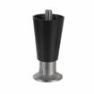 Picture of 4" H Black Thermoplastic Appliance Leg With 1/2-13 x 1/2" L Protruding Stud and Nickel Plated Die Cast Adjustable Flanged Toe