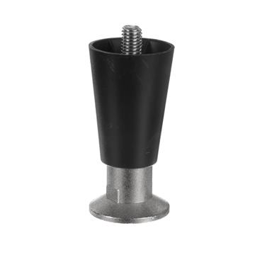 Picture of 4" H Black Thermoplastic Appliance Leg With 1/2-13 x 1/2" L Protruding Stud and Nickel Plated Die Cast Adjustable Flanged Toe
