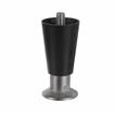 Picture of 4" H Black Thermoplastic Appliance Leg With 1/2-13 x 1/2" L Protruding Stud and Nickel Plated Die Cast Adjustable Flanged Toe