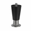 Picture of 4" H Black Thermoplastic Appliance Leg With 1/2-13 x 1/2" L Protruding Stud and Nickel Plated Die Cast Adjustable Flanged Toe