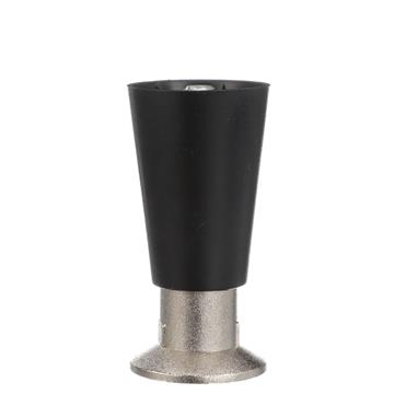 Picture of 4" H Black Thermoplastic Appliance Leg With 1/2-13 Flush Stud and Nickel Plated Die Cast Adjustable Flanged Toe