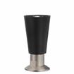 Picture of 4" H Black Thermoplastic Appliance Leg With 1/2-13 Flush Stud and Nickel Plated Die Cast Adjustable Flanged Toe