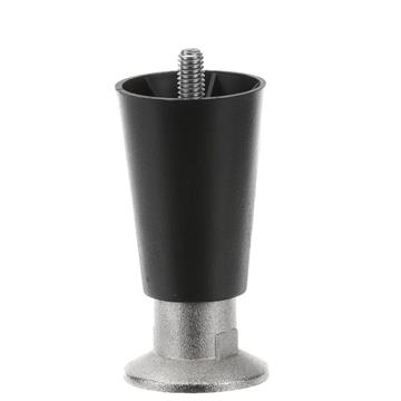 Picture of 4" H Black Thermoplastic Appliance Leg With 3/8-16 x 1/2" L Protruding Stud and Nickel Plated Die Cast Adjustable Flanged Toe