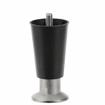 Picture of 4" H Black Thermoplastic Appliance Leg With 3/8-16 x 1/2" L Protruding Stud and Nickel Plated Die Cast Adjustable Flanged Toe