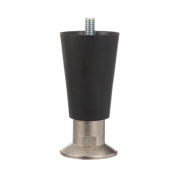 Picture of 4" H Black High Temperature Thermoplastic Appliance Leg With 3/8-16 x 1/2" L Protruding Stud and Nickel Plated Die Cast Flanged Toe