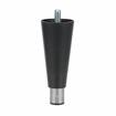 Picture of 6" H Black Thermoplastic Equipment Leg With 1/2-13x 3/4" L Protruding Stud And Adjustable Nickel Plated Die Cast Hex Toe