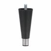 Picture of 6" H Black Thermoplastic Equipment Leg With 1/2-13x 3/4" L Protruding Stud And Adjustable Nickel Plated Die Cast Hex Toe