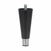 Picture of 6" H Black Thermoplastic Equipment Leg With 1/2-13x 3/4" L Protruding Stud And Adjustable Nickel Plated Die Cast Hex Toe