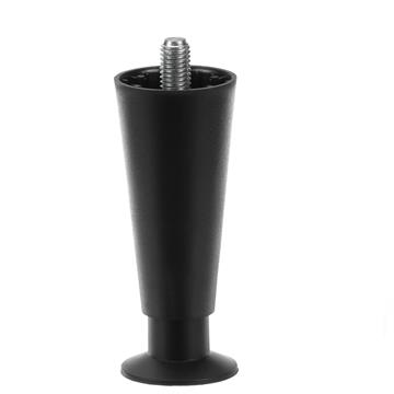 Picture of 6" H Black Thermoplastic Equipment Leg With 5/8-11 x 3/4" L Protruding Stud And Adjustable Nickel Plated Steel Flanged Toe, 4 Pack