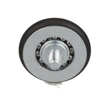 Picture of 1-5/16" OD Rubber Tired Steel Concave Ball Bearing Roller with 1/4-20 x 3/4" L Flat Head Screw Stud