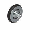 Picture of 1-5/16" OD Rubber Tired Steel Concave Ball Bearing Roller with 1/4-20 x 3/4" L Flat Head Screw Stud