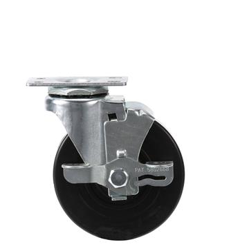 Picture of Standard Duty 1-3/4" x 3" Plate Caster With 3" Black Rubber Wheel With Brake