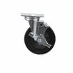 Picture of Medium Duty 2-3/8" x 3-5/8"  Plate Caster With 5" Black Rubber Wheel And Brake