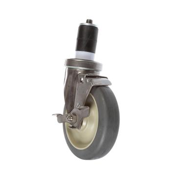 Picture of Medium Duty Stainless Steel 1" Expanding Stem Caster With 5" Gray Rubber Wheel With Brake